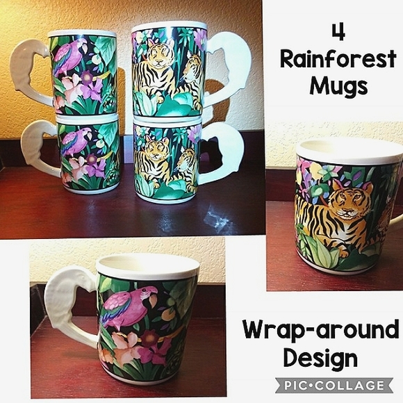 4 MUGS RAINFOREST/JUNGLE Sakura Vitromaster Set - Picture 10 of 10